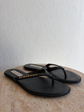 Load image into Gallery viewer, Burberry - Leather Thongs w Gold Logo - Black - 36
