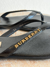 Load image into Gallery viewer, Burberry - Leather Thongs w Gold Logo - Black - 36
