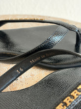 Load image into Gallery viewer, Burberry - Leather Thongs w Gold Logo - Black - 36
