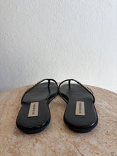 Load image into Gallery viewer, Burberry - Leather Thongs w Gold Logo - Black - 36
