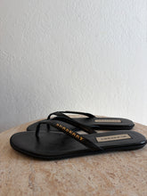 Load image into Gallery viewer, Burberry - Leather Thongs w Gold Logo - Black - 36
