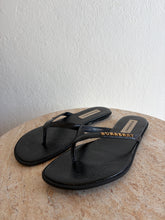 Load image into Gallery viewer, Burberry - Leather Thongs w Gold Logo - Black - 36
