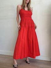 Load image into Gallery viewer, Dôen - Ruched Cotton Sundress - Red - XL
