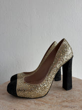 Load image into Gallery viewer, Miu Miu - Glitter Haircalf Pumps - Gold Glitter - 37
