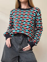 Load image into Gallery viewer, Missoni - Geo print LS crewneck Sweater - Black/Teal/Terrcacota - 48

