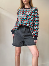 Load image into Gallery viewer, Missoni - Geo print LS crewneck Sweater - Black/Teal/Terrcacota - 48
