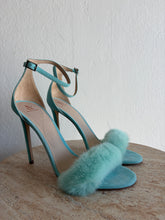 Load image into Gallery viewer, Ralph &amp; Russo - Mink Fur &amp; Suede Strap Heel - Turquoise - 39

