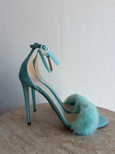 Load image into Gallery viewer, Ralph &amp; Russo - Mink Fur &amp; Suede Strap Heel - Turquoise - 39
