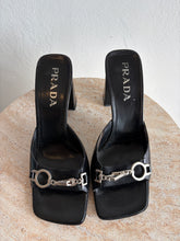 Load image into Gallery viewer, Vintage Prada - Square Toe Buckle Block Heels - Black - 38.5
