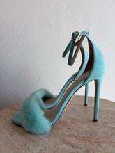 Load image into Gallery viewer, Ralph &amp; Russo - Mink Fur &amp; Suede Strap Heel - Turquoise - 39
