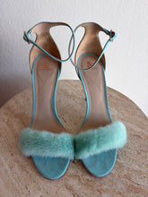 Load image into Gallery viewer, Ralph &amp; Russo - Mink Fur &amp; Suede Strap Heel - Turquoise - 39
