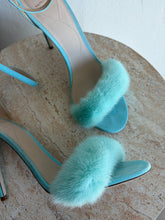 Load image into Gallery viewer, Ralph &amp; Russo - Mink Fur &amp; Suede Strap Heel - Turquoise - 39
