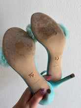 Load image into Gallery viewer, Ralph &amp; Russo - Mink Fur &amp; Suede Strap Heel - Turquoise - 39
