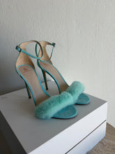 Load image into Gallery viewer, Ralph &amp; Russo - Mink Fur &amp; Suede Strap Heel - Turquoise - 39
