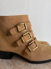 Load image into Gallery viewer, Chloe - Susanna Studded Ankle Boots - Beige  w Gold Hardware- 38.5 - RRP$2150
