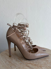 Load image into Gallery viewer, Valentino - Pointy Rockstud Lace Up Gladiator Heels - Beige - 37.5 - New w box
