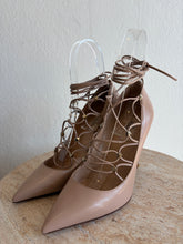 Load image into Gallery viewer, Valentino - Pointy Rockstud Lace Up Gladiator Heels - Beige - 37.5 - New w box
