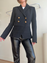 Load image into Gallery viewer, Alexander McQueen - Marine Peplum Blazer w gold buttons - Black - 44IT - RRP $1,400
