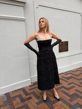 Load image into Gallery viewer, Montsand - Raw Edge Beaded Midi Dress w Crystal Bust  - Black - M - RRP $630US($900AU)
