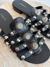 Load image into Gallery viewer, Balenciaga - Arena Giant Studded Caged Flat Slides - Black - 39
