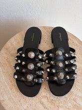 Load image into Gallery viewer, Balenciaga - Arena Giant Studded Caged Flat Slides - Black - 39
