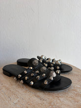 Load image into Gallery viewer, Balenciaga - Arena Giant Studded Caged Flat Slides - Black - 39
