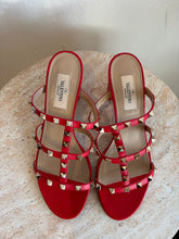 Load image into Gallery viewer, Valentino - Rockstud 70 Studded Leather Sandals - Red - 37 - RRP$1440
