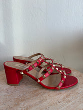 Load image into Gallery viewer, Valentino - Rockstud 70 Studded Leather Sandals - Red - 37 - RRP$1440
