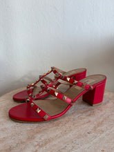 Load image into Gallery viewer, Valentino - Rockstud 70 Studded Leather Sandals - Red - 37 - RRP$1440

