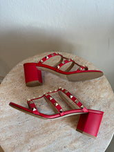 Load image into Gallery viewer, Valentino - Rockstud 70 Studded Leather Sandals - Red - 37 - RRP$1440
