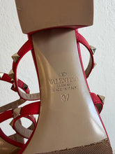 Load image into Gallery viewer, Valentino - Rockstud 70 Studded Leather Sandals - Red - 37 - RRP$1440
