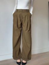 Load image into Gallery viewer, Lee Matthews - Cotton Wide Leg Pants w cuff - Khaki Brown - 1
