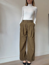 Load image into Gallery viewer, Lee Matthews - Cotton Wide Leg Pants w cuff - Khaki Brown - 1
