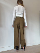 Load image into Gallery viewer, Lee Matthews - Cotton Wide Leg Pants w cuff - Khaki Brown - 1
