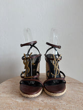 Load image into Gallery viewer, Saint Laurent - Cassandra Wedge Espadrilles  - Brown Leather  - 38
