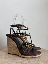 Load image into Gallery viewer, Saint Laurent - Cassandra Wedge Espadrilles  - Brown Leather  - 38
