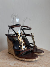 Load image into Gallery viewer, Saint Laurent - Cassandra Wedge Espadrilles  - Brown Leather  - 38

