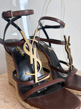 Load image into Gallery viewer, Saint Laurent - Cassandra Wedge Espadrilles  - Brown Leather  - 38
