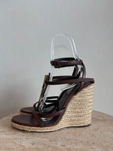 Load image into Gallery viewer, Saint Laurent - Cassandra Wedge Espadrilles  - Brown Leather  - 38
