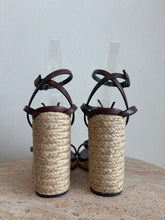 Load image into Gallery viewer, Saint Laurent - Cassandra Wedge Espadrilles  - Brown Leather  - 38
