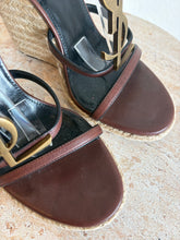 Load image into Gallery viewer, Saint Laurent - Cassandra Wedge Espadrilles  - Brown Leather  - 38
