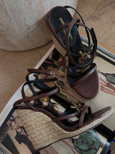 Load image into Gallery viewer, Saint Laurent - Cassandra Wedge Espadrilles  - Brown Leather  - 38
