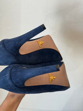 Load image into Gallery viewer, Prada - Suede Bow Pumps - Navy with Black Trim - 36 - RRP $790
