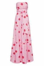 Load image into Gallery viewer, Rebecca Vallance - Delia Linen Strapless Tiered Maxi Dress - Pink Spot Print - 8 - RRP$440
