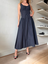Load image into Gallery viewer, Proenza Schouler - Drop Waist Taffeta Midi Dress - Navy - 8
