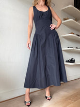 Load image into Gallery viewer, Proenza Schouler - Drop Waist Taffeta Midi Dress - Navy - 8
