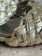 Load image into Gallery viewer, Pons Quintana - Woven Double Strap Heels - Metallic Gold - 41
