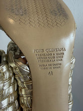 Load image into Gallery viewer, Pons Quintana - Woven Double Strap Heels - Metallic Gold - 41
