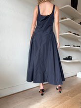 Load image into Gallery viewer, Proenza Schouler - Drop Waist Taffeta Midi Dress - Navy - 8
