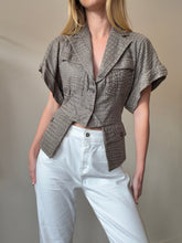 Load image into Gallery viewer, Bally -  Leather Croc-Effect Tailored SS Top - Taupe - 34

